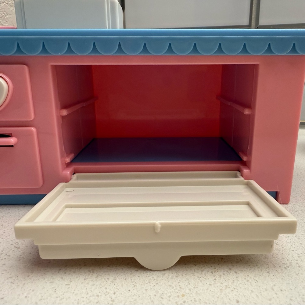 Vintage Playskool Play Around Dollhouse Series Kitchen Island Dishwasher Toaster - Picture 8 of 14